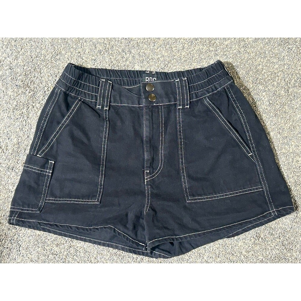 BDG Urban Outfitters Cargo Skate Shorts Women's M Black Denim Contrast Stitching